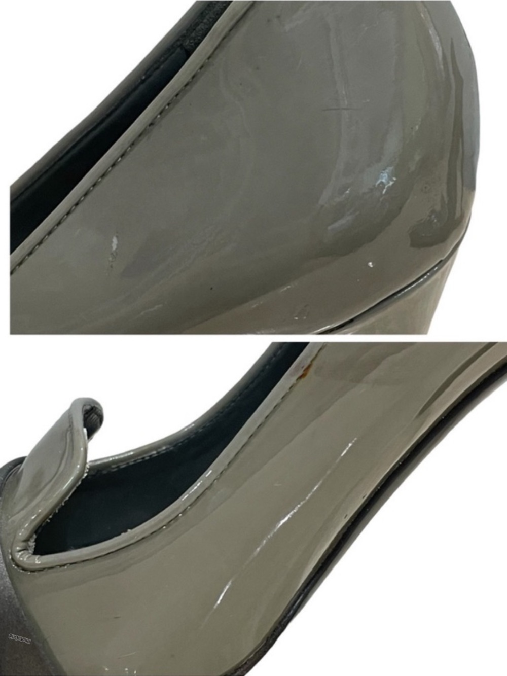 GUCCI Olive Green Gray Patent Leather Buckle Pumps US 10 B - Picture 11 of 14